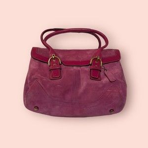 COACH‎ 5674 Hampton Handbag Pretty Pink Suede Leather Coach Vintage Rare Bag